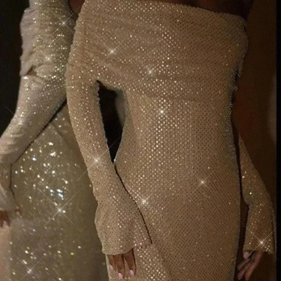 Apricot Party Women's Christmas Cocktail Bodycon Maxi Dress - Picture 5 of 6